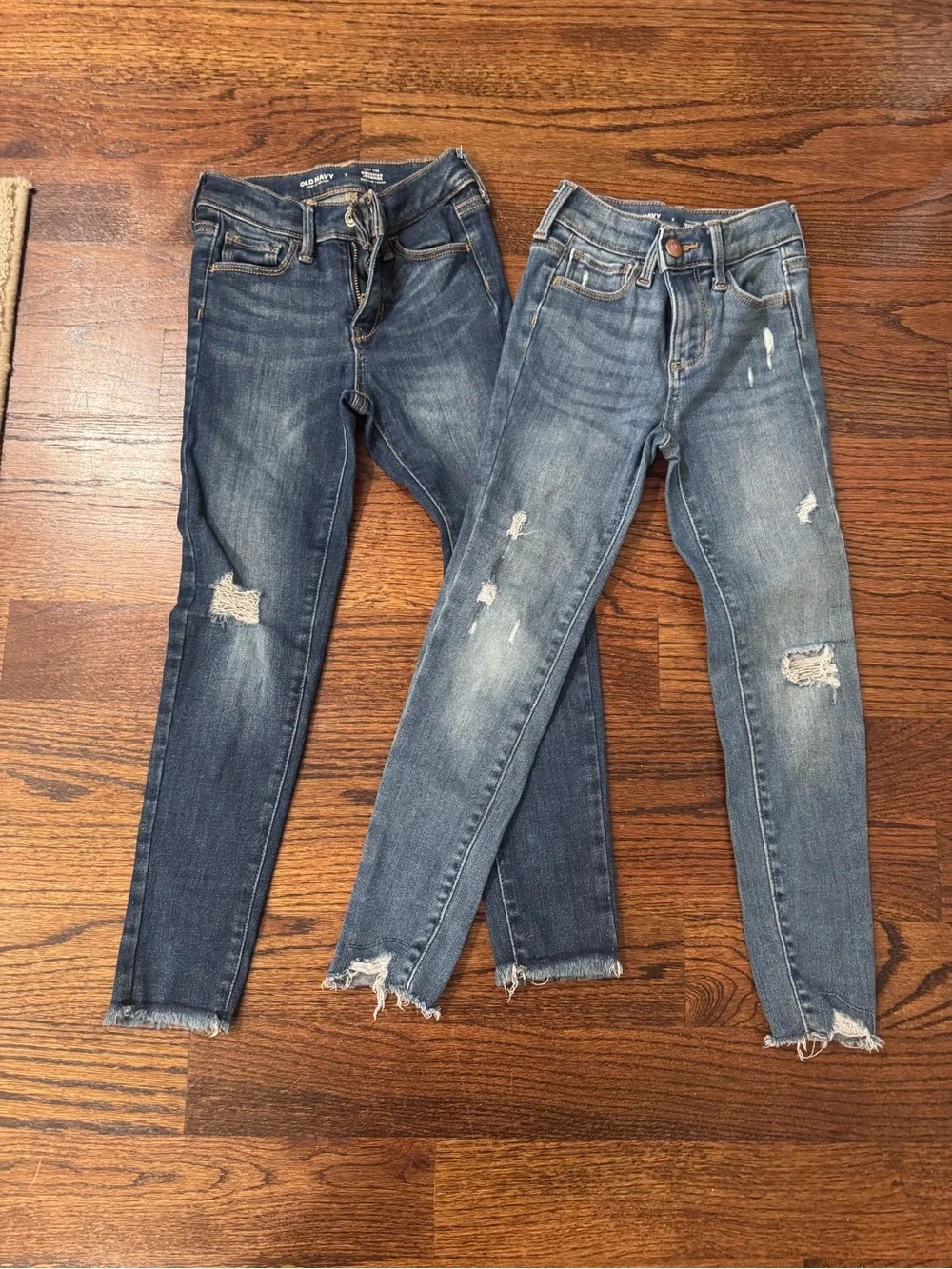 TWO PAIRS Girls' Distressed Blue Skinny Jeans